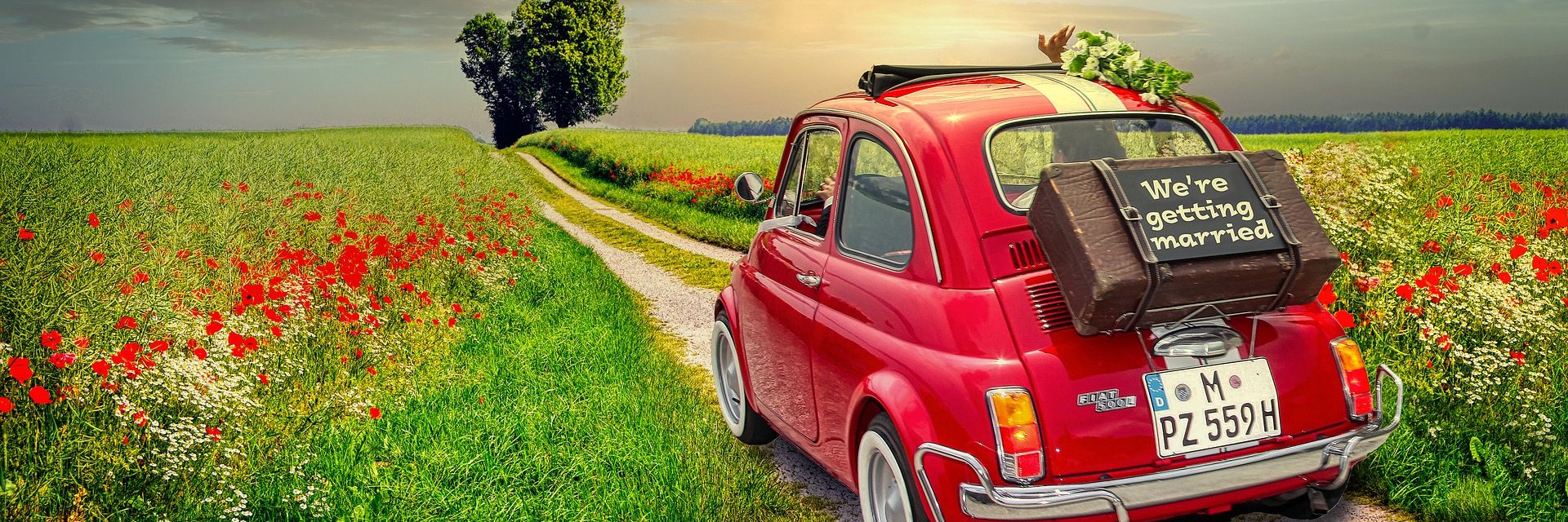 Auto mit Schild verheiratet